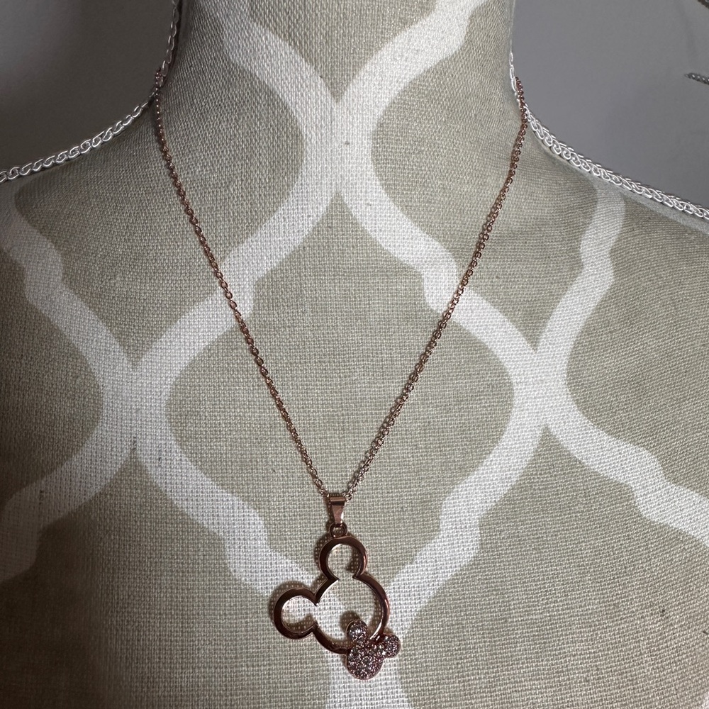 Gold rhinestone Mickey Disney necklace